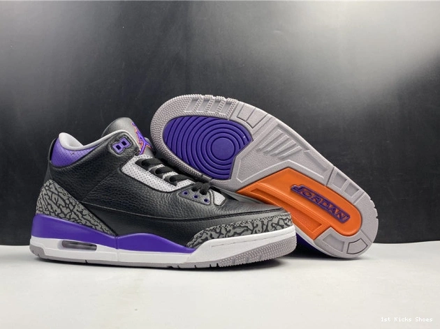 1st Kicks CT8532 Air 3 Purple Jordan 050 Black Court Retro 0709